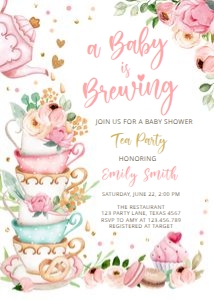 Baby Shower Invitation Baby is Brewing White V4 design preview