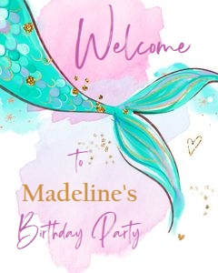 Welcome Sign Mermaid Tail Watercolor Green 0403 design preview
