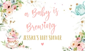 Backdrop Banner Baby is Brewing Tea White 0349 design preview