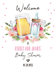 Welcome Sign Baby is Brewing White Pink 0190 design preview
