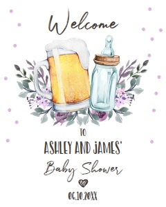 Welcome Sign Baby is Brewing White Purple 0190 design preview