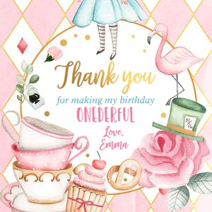 Tags Alice in Wonderland Pink 0350 Square: Bundle Birthday Alice in Onederland Pink 0350