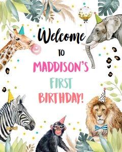 Welcome Sign Party Animals Vertical 0417 design preview