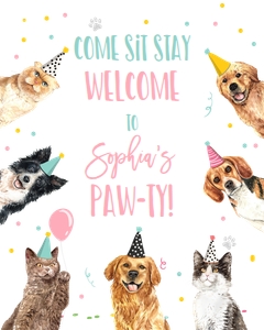Welcome Sign Dog Cat Pink 0384 design preview