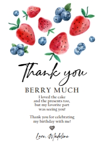 Thank You Card Strawberry Blueberry 0399 design preview