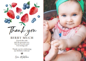 Thank You Card Strawberry Blueberry - With Photo 0399 design preview