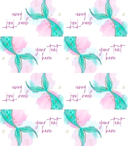 Food Label Mermaid Watercolor Green Gold 0403 design preview