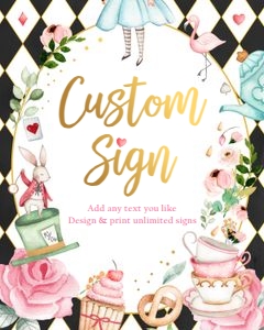 Editable Custom Sign Alice in Wonderland Black 0350 design preview