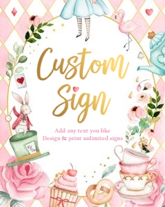 Editable Custom Sign Alice in Wonderland Pink 0350 design preview
