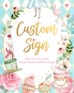 Editable Custom Sign Alice in Wonderland Blue 0350 design preview