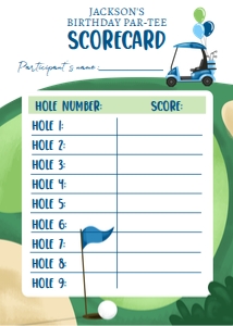Score Card Golf Hole in One Blue White 0405 design preview