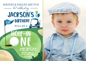 Invitation Golf Hole in One Blue White - Photo 0405 design preview