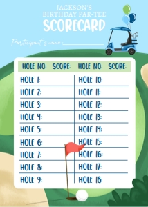 Score Card Golf Hole in One Blue Red Flag 0405 design preview