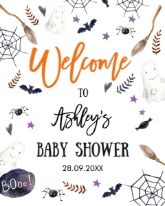 Welcome Sign Baby Shower Peek a Boo Orange 0199 design preview