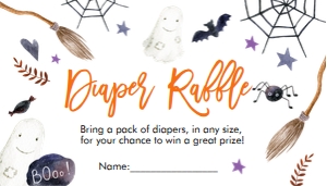Diaper Raffle Peek a Boo White Orange 0199 design preview