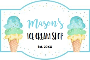 Birthday Sign Ice Cream Shop Boy Blue Mint Yellow 0243 design preview