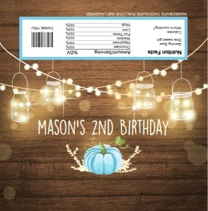 Candy Bar Wrapper Rustic Pumpkin Wood Blue 0015 design preview