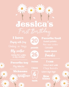 Milestone Sign Daisy Pink 0410 design preview