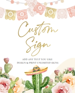 Editable Custom Sign Watercolor Cactus Soft 0419 design preview