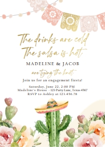 Engagement Invitation Fiesta Drinks are Cold Cactus Watercolor Soft 0419 design preview