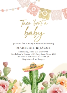 Baby Shower Invitation Fiesta Taco Bout a Baby Watercolor Soft 0419 design preview