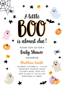 Baby Shower Invitation Halloween Little Boo Ghost Neutral 0418 design preview