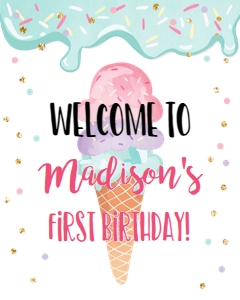 Welcome Sign Ice Cream Drips Teal 0243 design preview