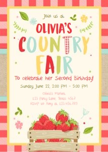 Birthday Invitation Country Fair Strawberries 0223 design preview