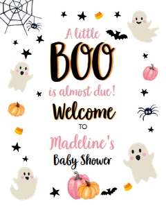 Welcome Sign Halloween Baby Shower White 0418 design preview