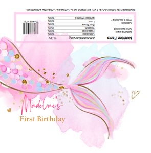 Candy Bar Wrapper Mermaid Tail Watercolor Pink Gold 0403 design preview