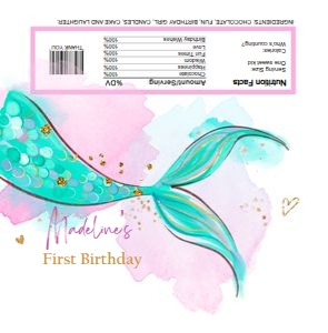Candy Bar Wrapper Mermaid Tail Watercolor Green Gold 0403 design preview