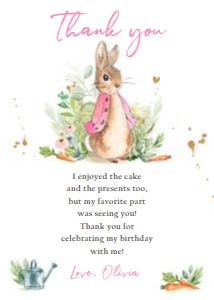 Thank You Card Birthday Flopsy Rabbit Blue 0351 design preview