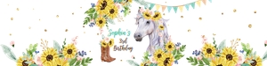Water Bottle Labels Horse Sunflowers White 0408 design preview