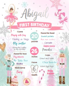 Birthday Milestone Sign Nutcracker Sweets Pink Silver 0352: Birthday Milestone Sign Nutcracker Sweets Pink Silver 0352