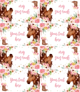 Food Label Horse Flowers Brown 0408 design preview
