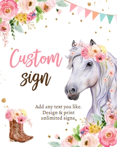 Custom Editable Sign White Horse Floral 0408 design preview