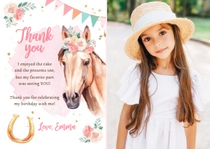 Thank you Card Horse Cowgirl With Photo 0398 design preview