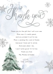 Thank You Card Winter Tree Watercolor Blue 0363 design preview