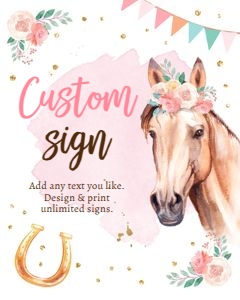 Custom Editable Sign Horse Cowgirl 0398 design preview
