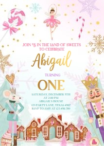 Birthday Invitation Nutcracker Sweets Houses Gold 0352 design preview