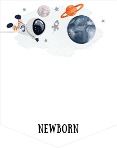 Birthday Monthly Photo Banner Space Planets Astronaut Orange 0366 design preview
