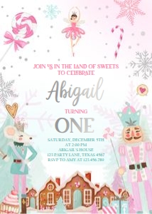 Birthday Invitation Nutcracker Sweets Houses Silver 0352 design preview