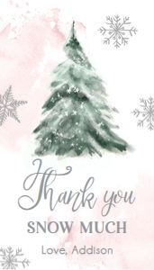 Favor Tag Thank You Winter Tree Watercolor Pink 0363 design preview