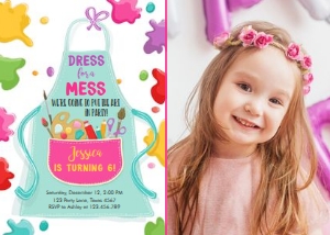 Birthday Invitation Art Party Apron Girl Bright Photo 0319 design preview