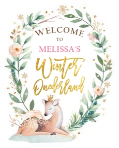 Welcome Sign Winter Onederland Deer White 0265 design preview