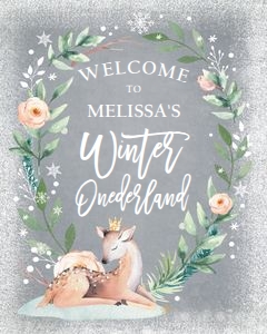 Welcome Sign Winter Onederland Deer Grey 0265 design preview