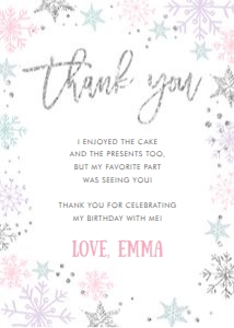 Thank You Card Winter Onederland Snowflake 0256 design preview