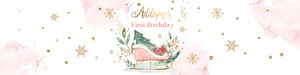Water Bottle Label Sleigh Pink Birthday 0353 design preview