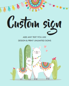 Editable Custom Sign Llamas Blue 0079 design preview