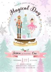 Birthday Invitation Nutcracker Globe Silver Background 0352 design preview